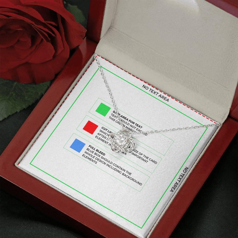 BEISPIEL: Love Knot "..." Halskette - 14k Weißgold über Edelstahl - Liebesknoten in ... - Liebesjuwel
