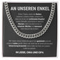 Cuban Kette - Seiten unseres Lebens - Edelstahl oder 14K Gelbgold - an unseren Enkel - Liebesjuwel