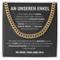 Cuban Kette - Seiten unseres Lebens - Edelstahl oder 14K Gelbgold - an unseren Enkel - Liebesjuwel