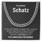 Cuban Stil Kette - Edelstahl und 14K Gelbgold über Edelstahl - "Perfekt" Spruch - Liebesjuwel