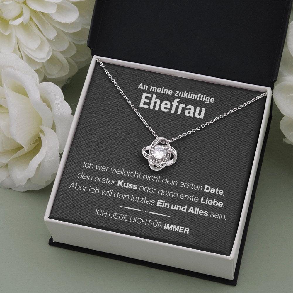Ehefrau "Date" Halskette - 14K Weißgold über Edelstahl - Liebesknoten - Liebesjuwel