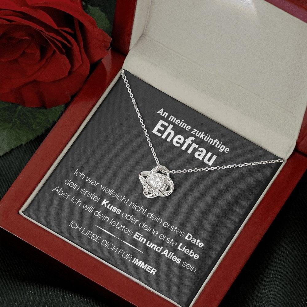 Ehefrau "Date" Halskette - 14K Weißgold über Edelstahl - Liebesknoten - Liebesjuwel
