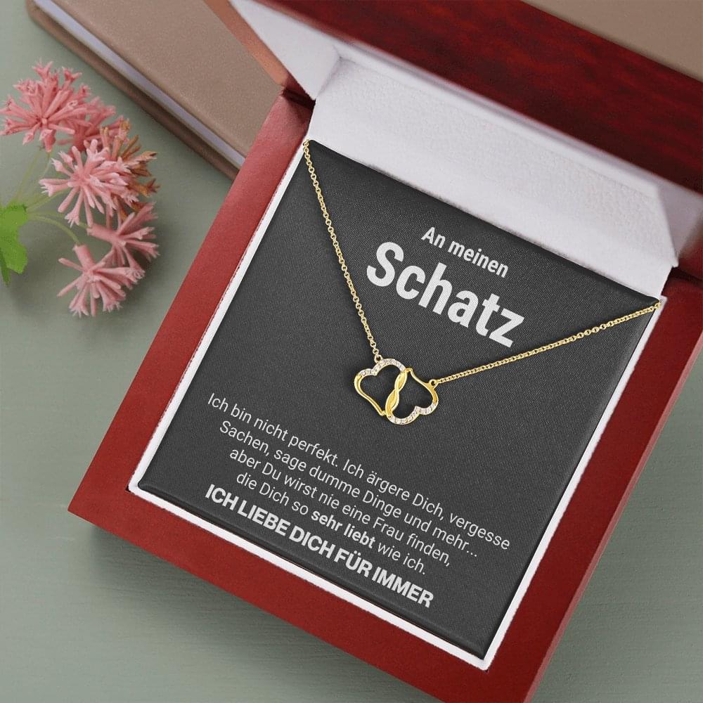 "Ewige Liebe" Kette -10 Karat Gelbgold mit 18 Diamanten bestückt - Liebesjuwel