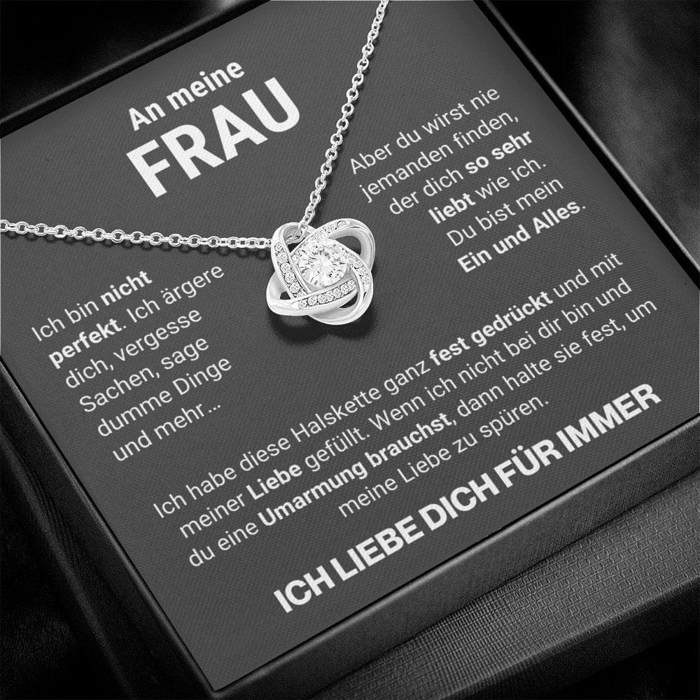 Frau "Ein und Alles" Halskette - 14K Weißgold über Edelstahl - Liebesknoten - Liebesjuwel