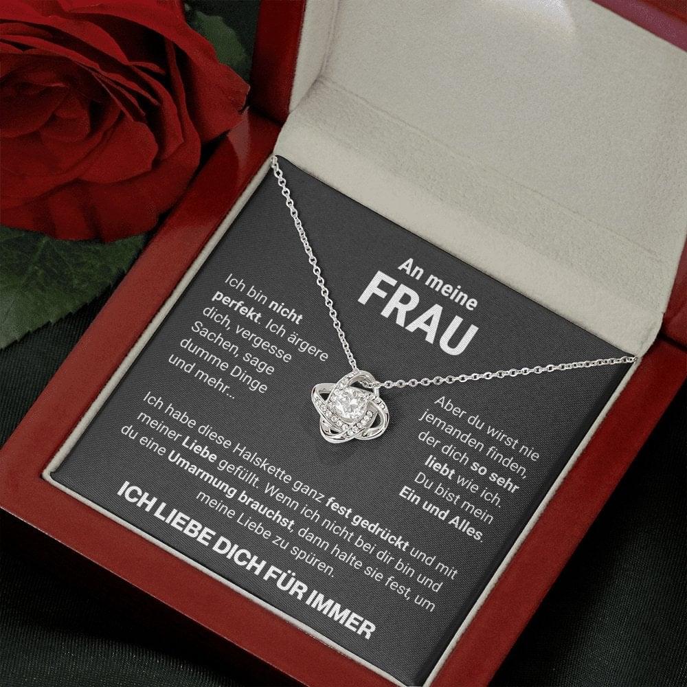 Frau "Ein und Alles" Halskette - 14K Weißgold über Edelstahl - Liebesknoten - Liebesjuwel