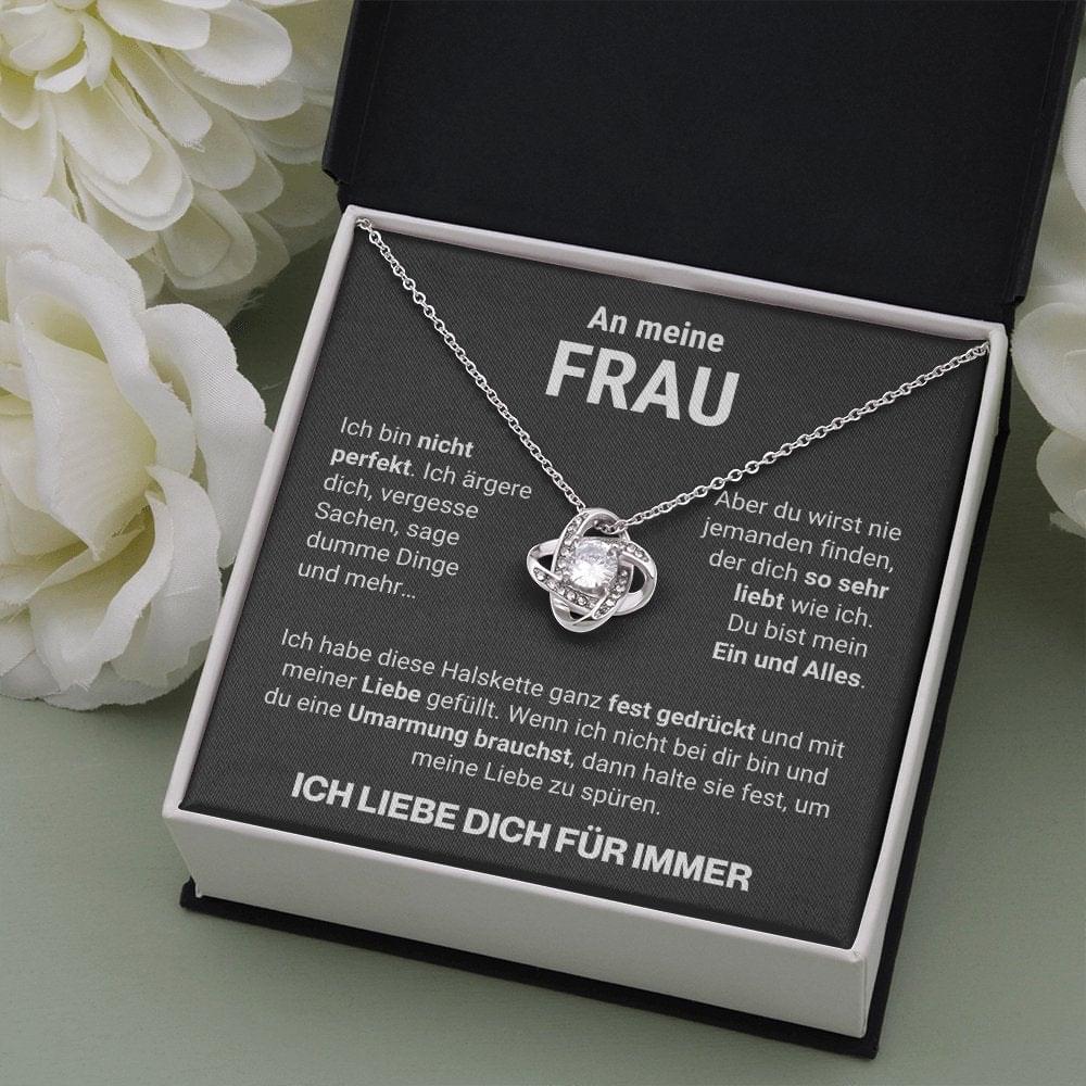 Frau "Ein und Alles" Halskette - 14K Weißgold über Edelstahl - Liebesknoten - Liebesjuwel