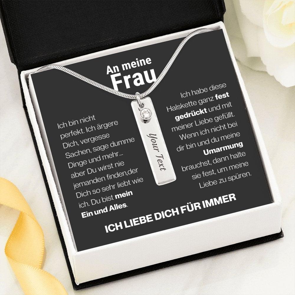 Frau "Mein Alles" Halskette - 14K Weißgold über Edelstahl - Birth Kette - Liebesjuwel
