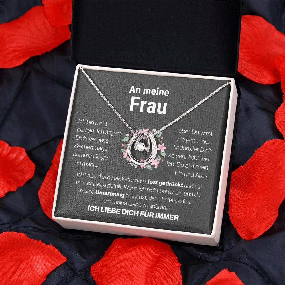 Frau "Mein Alles" Halskette - 14K Weißgold über Edelstahl - Glücks-Anhänger - Liebesjuwel