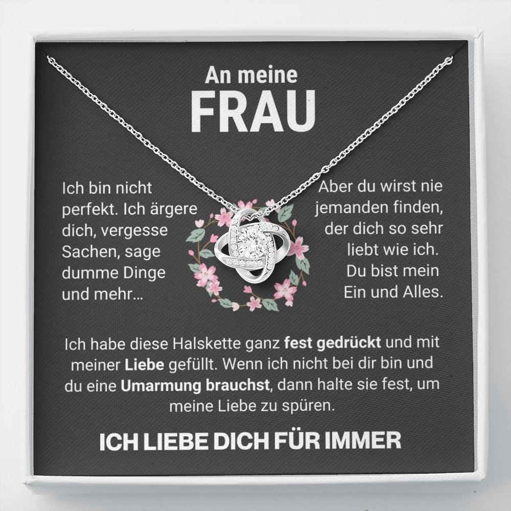 Frau "Mein Alles" Halskette - 14K Weißgold über Edelstahl - Liebesknoten - Liebesjuwel