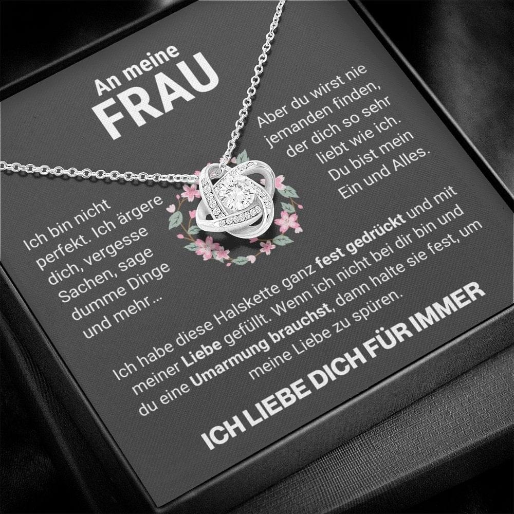 Frau "Mein Alles" Halskette - 14K Weißgold über Edelstahl - Liebesknoten - Liebesjuwel