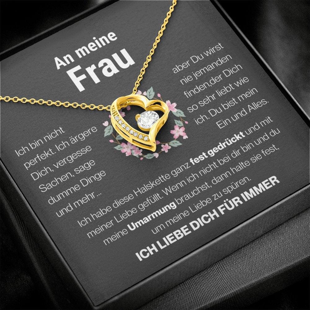 Frau "Mein Alles" Herz Halskette - 14K Weißgold oder 18K Gelbgold Veredelung - Liebesjuwel