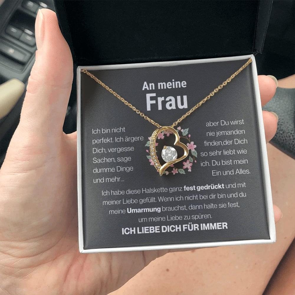 Frau "Mein Alles" Herz Halskette - 14K Weißgold oder 18K Gelbgold Veredelung - Liebesjuwel