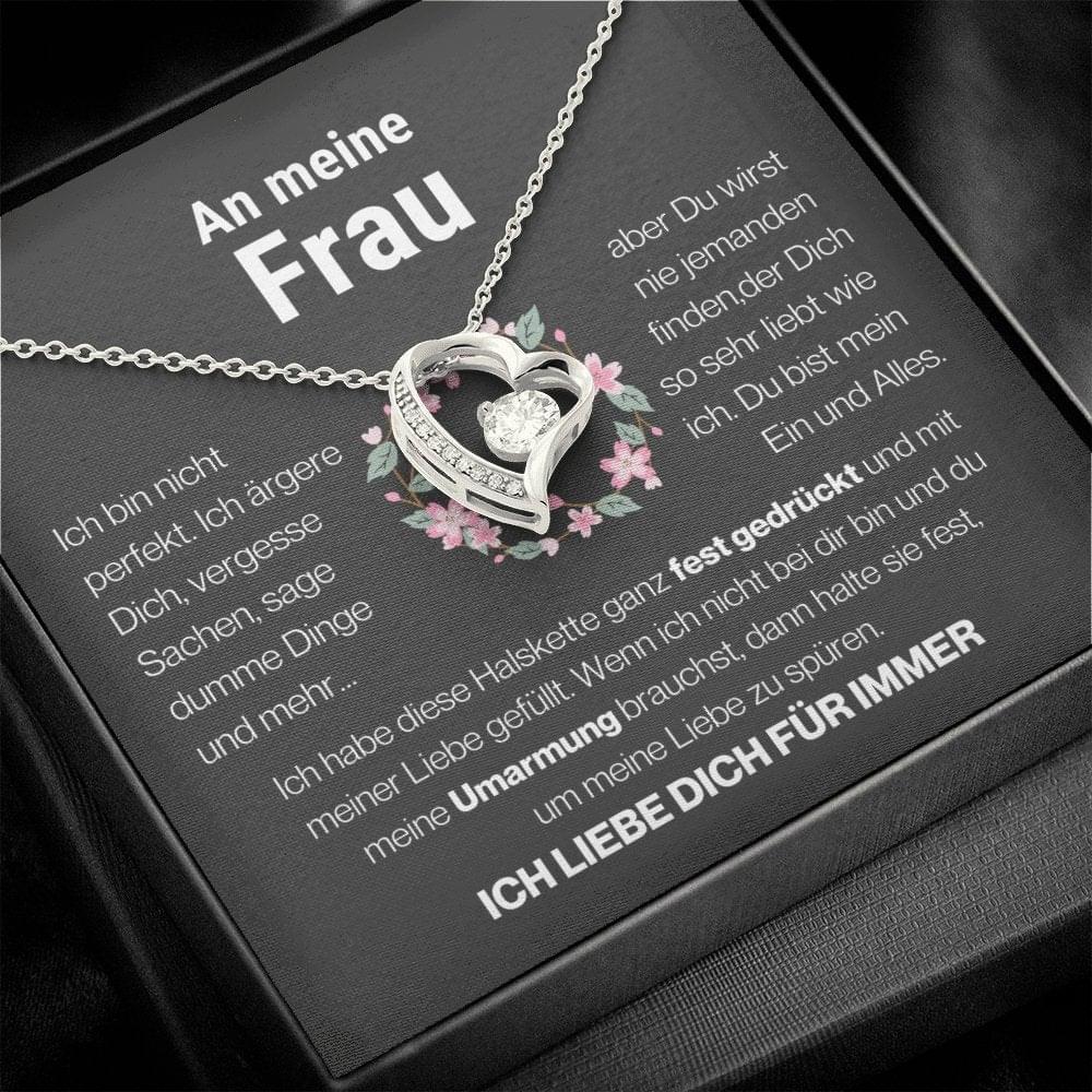 Frau "Mein Alles" Herz Halskette - 14K Weißgold oder 18K Gelbgold Veredelung - Liebesjuwel
