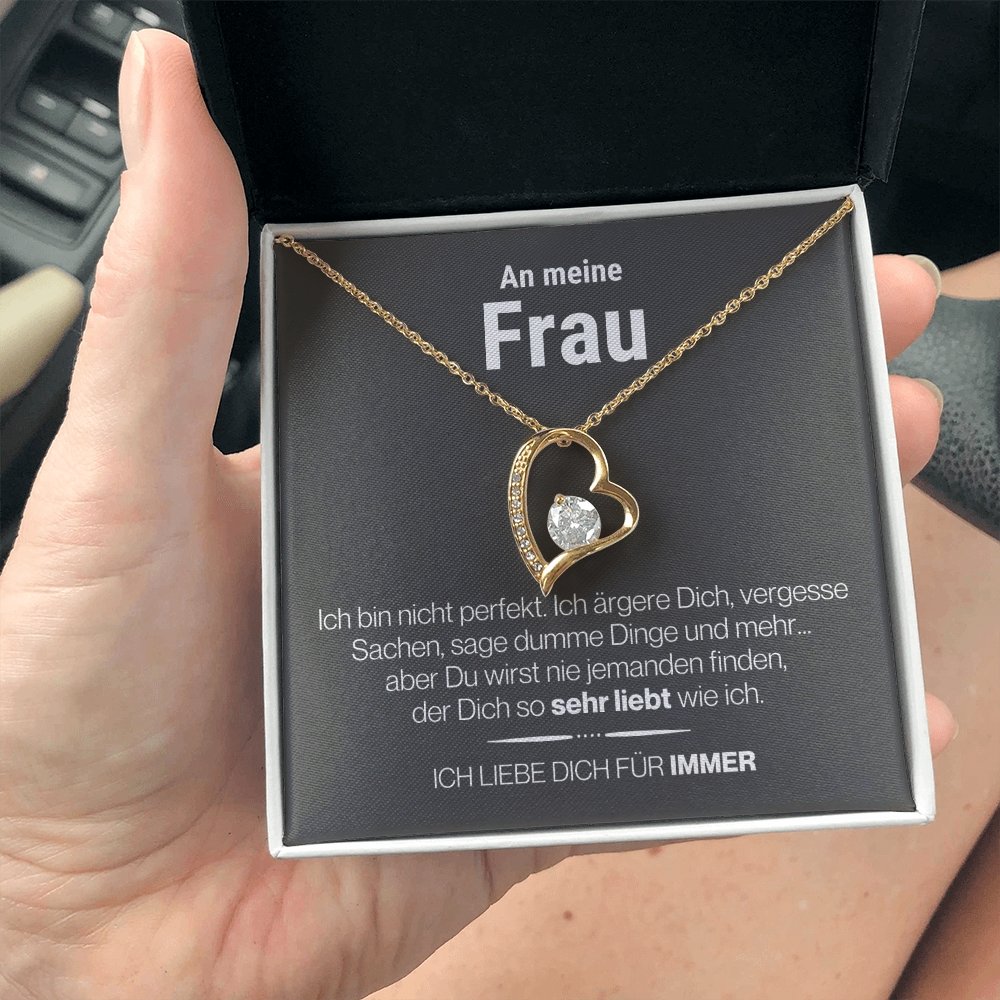 Frau "Perfekt" Herz Halskette - 14K Weißgold oder 18K Gelbgold Veredelung - Liebesjuwel