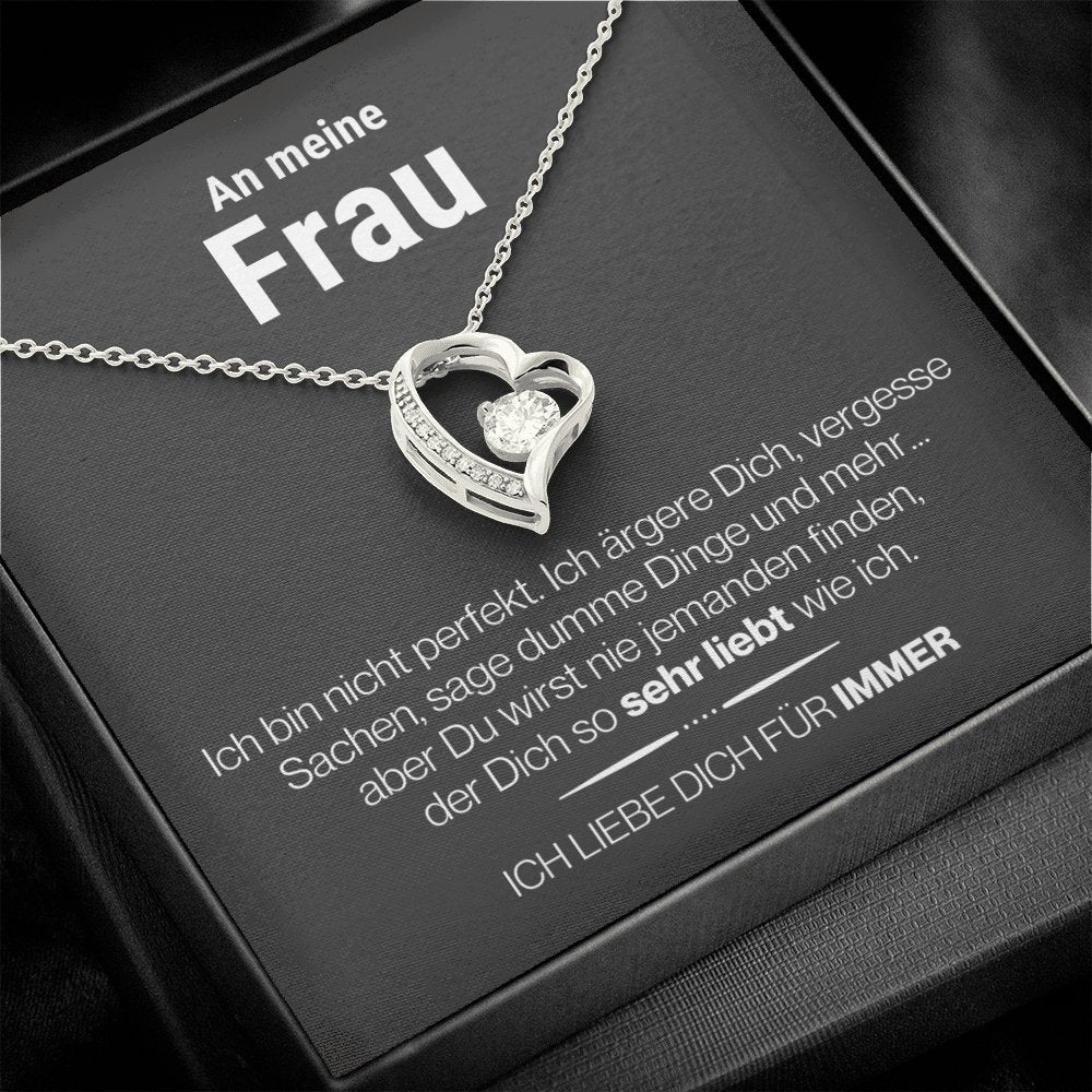 Frau "Perfekt" Herz Halskette - 14K Weißgold oder 18K Gelbgold Veredelung - Liebesjuwel