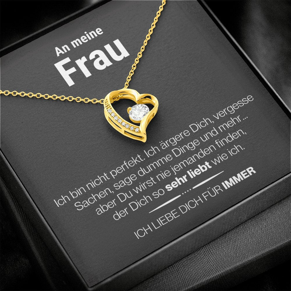 Frau "Perfekt" Herz Halskette - 14K Weißgold oder 18K Gelbgold Veredelung - Liebesjuwel