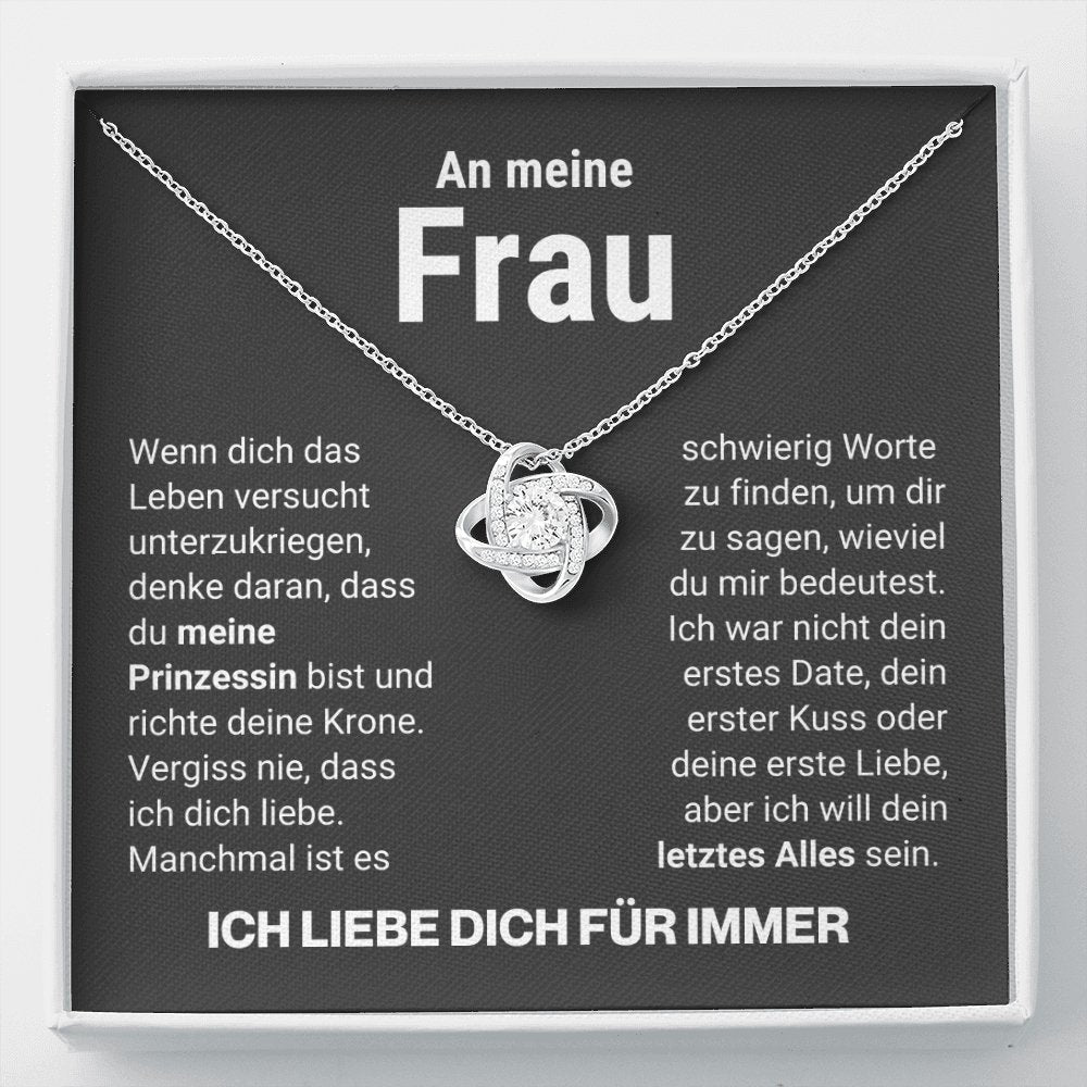 Frau "Prinzessin" Halskette - 14K Weißgold über Edelstahl - Liebesknoten - Liebesjuwel