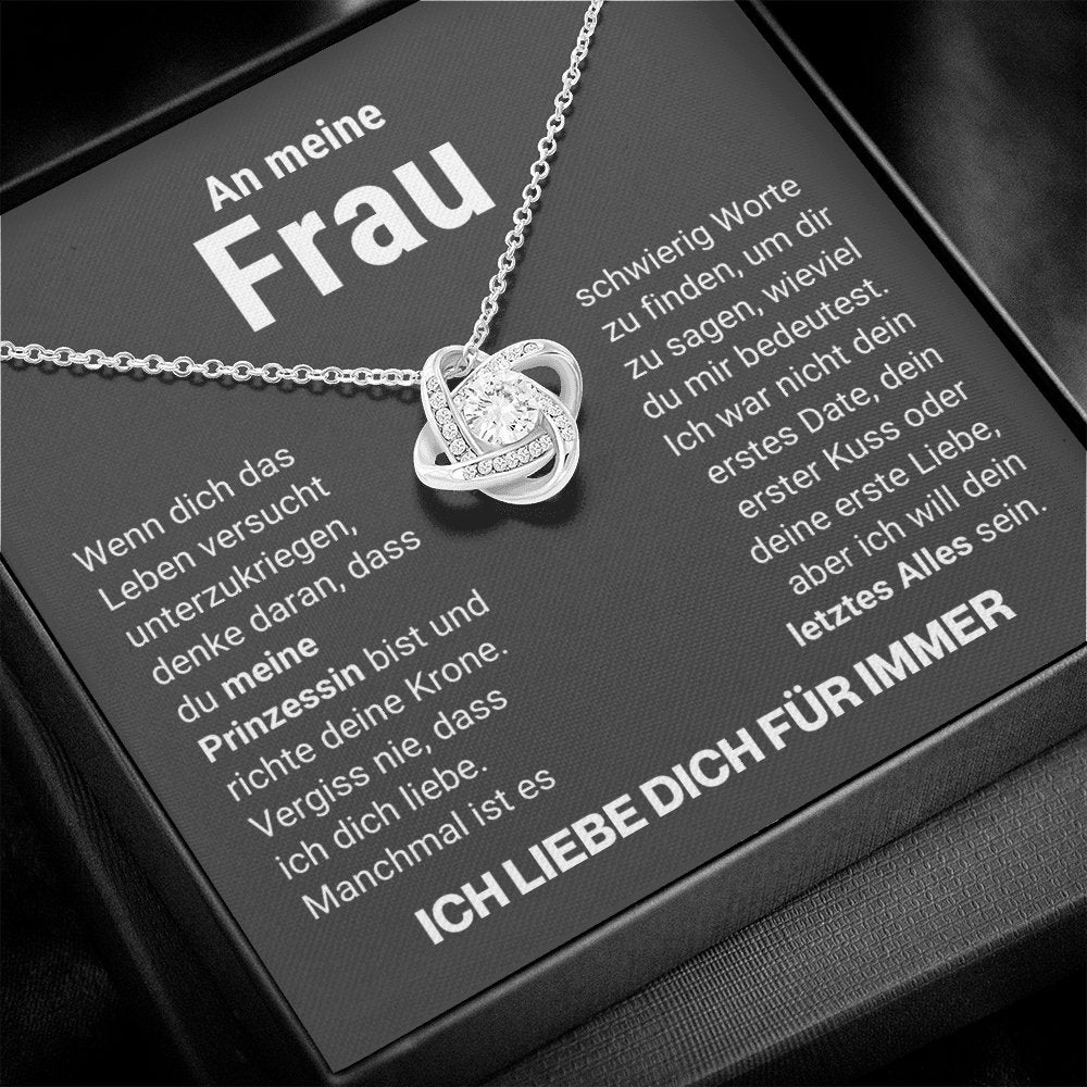 Frau "Prinzessin" Halskette - 14K Weißgold über Edelstahl - Liebesknoten - Liebesjuwel