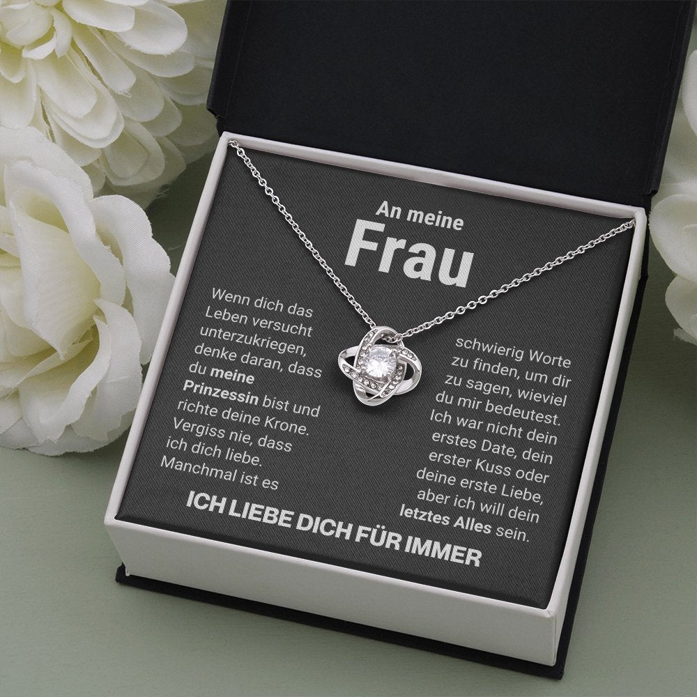Frau "Prinzessin" Halskette - 14K Weißgold über Edelstahl - Liebesknoten - Liebesjuwel