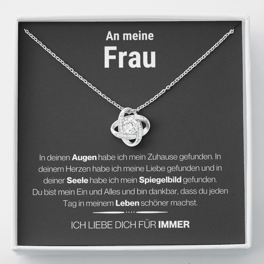 Frau "Spiegelbild" Halskette - 14K Weißgold über Edelstahl - Liebesknoten - Liebesjuwel
