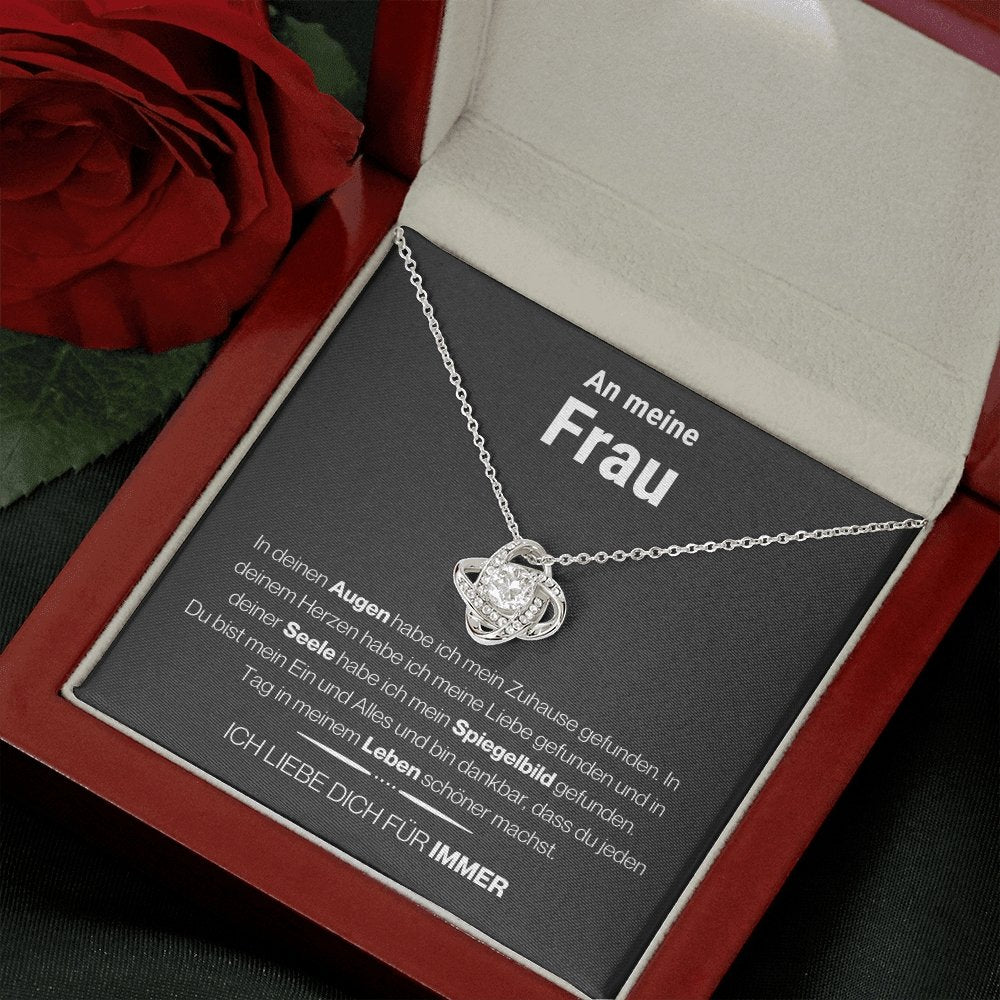 Frau "Spiegelbild" Halskette - 14K Weißgold über Edelstahl - Liebesknoten - Liebesjuwel