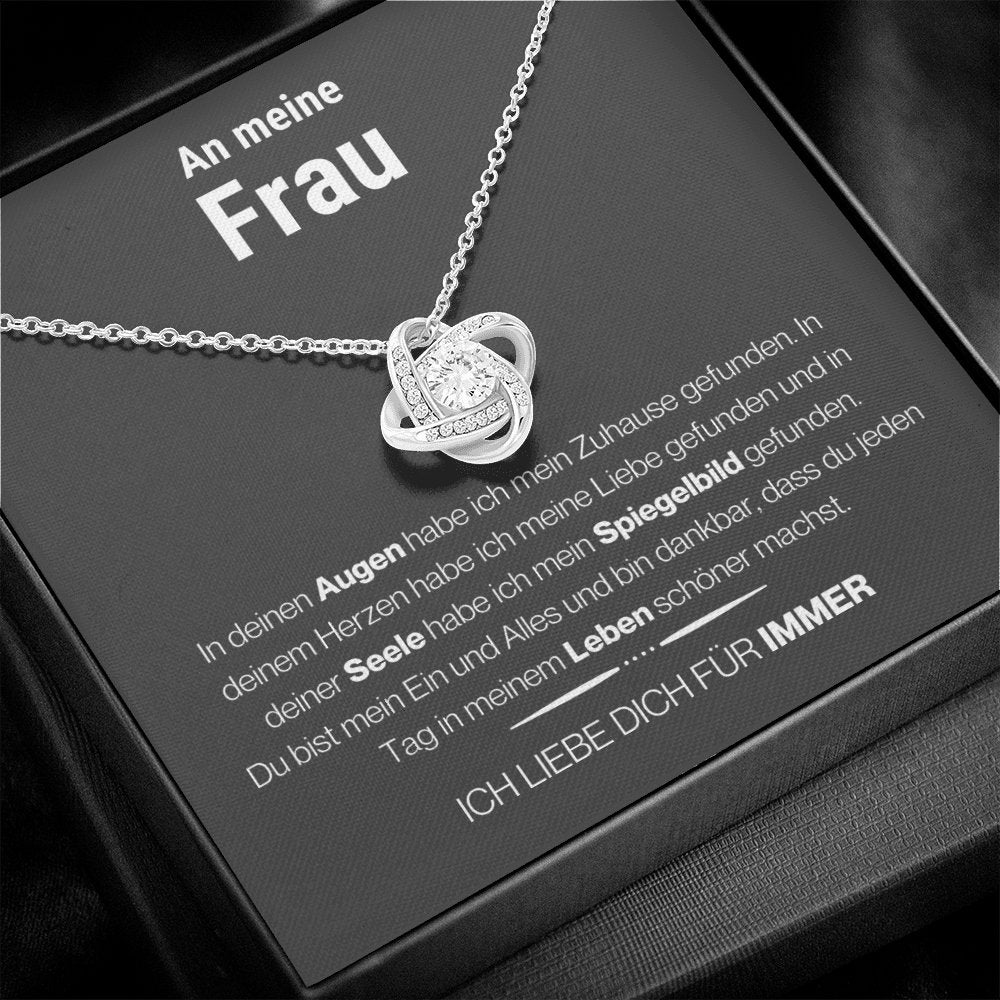 Frau "Spiegelbild" Halskette - 14K Weißgold über Edelstahl - Liebesknoten - Liebesjuwel