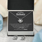 Liebesknoten-Kette + Ohrringe - "Perfekt" - 14K Weißgold über Edelstahl mit Zirkonia - Liebesjuwel