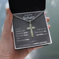 Schatz "1. Date" Cross-Chain - 14K Weißgold über Edelstahl - Charcoal Grau - Liebesjuwel