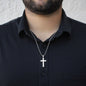 Schatz "1. Date" Cross-Chain - 14K Weißgold über Edelstahl - Charcoal Grau - Liebesjuwel