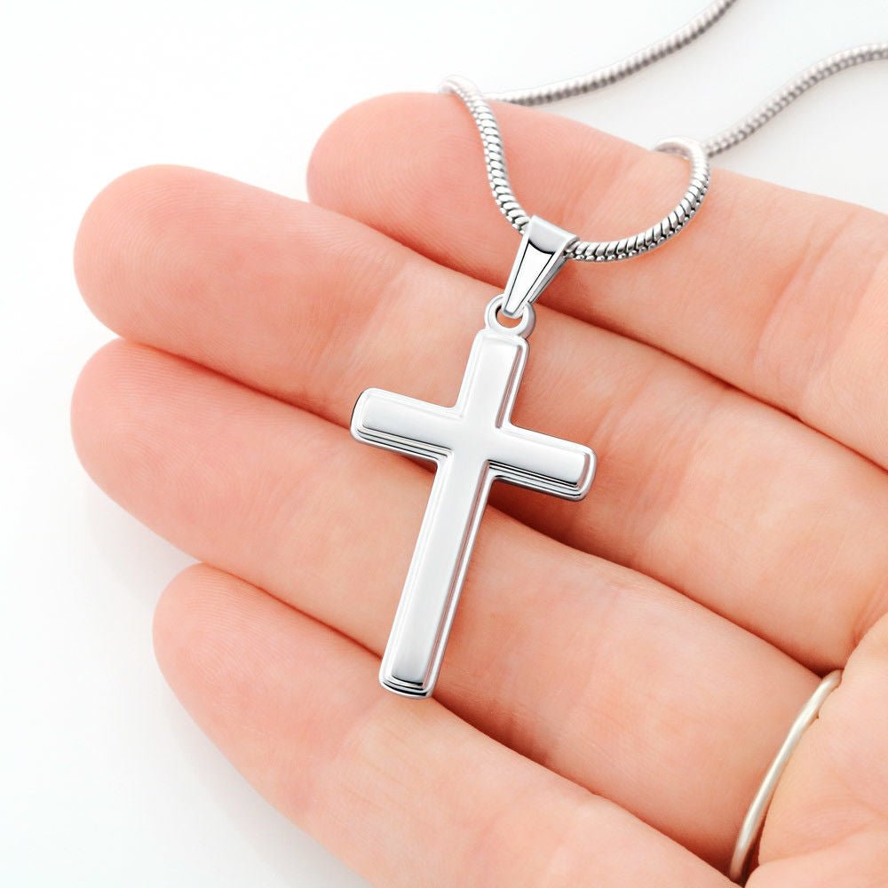 Schatz Cross-Chain 1.Date - 14K Weißgold über Edelstahl - Ozeanblau - Liebesjuwel