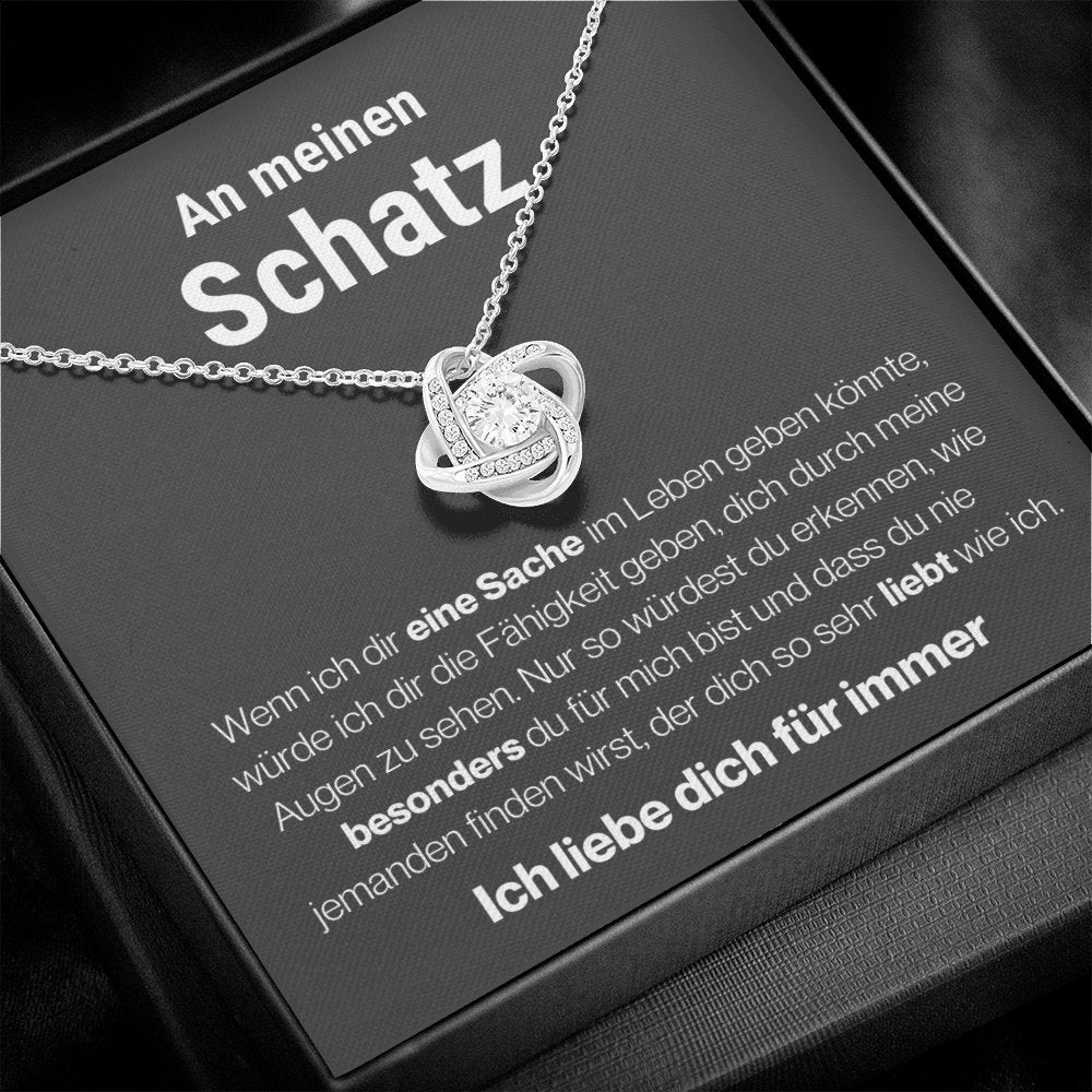 Schatz "Eine Sache" Halskette - 14K Weißgold über Edelstahl - Liebesknoten - Liebesjuwel