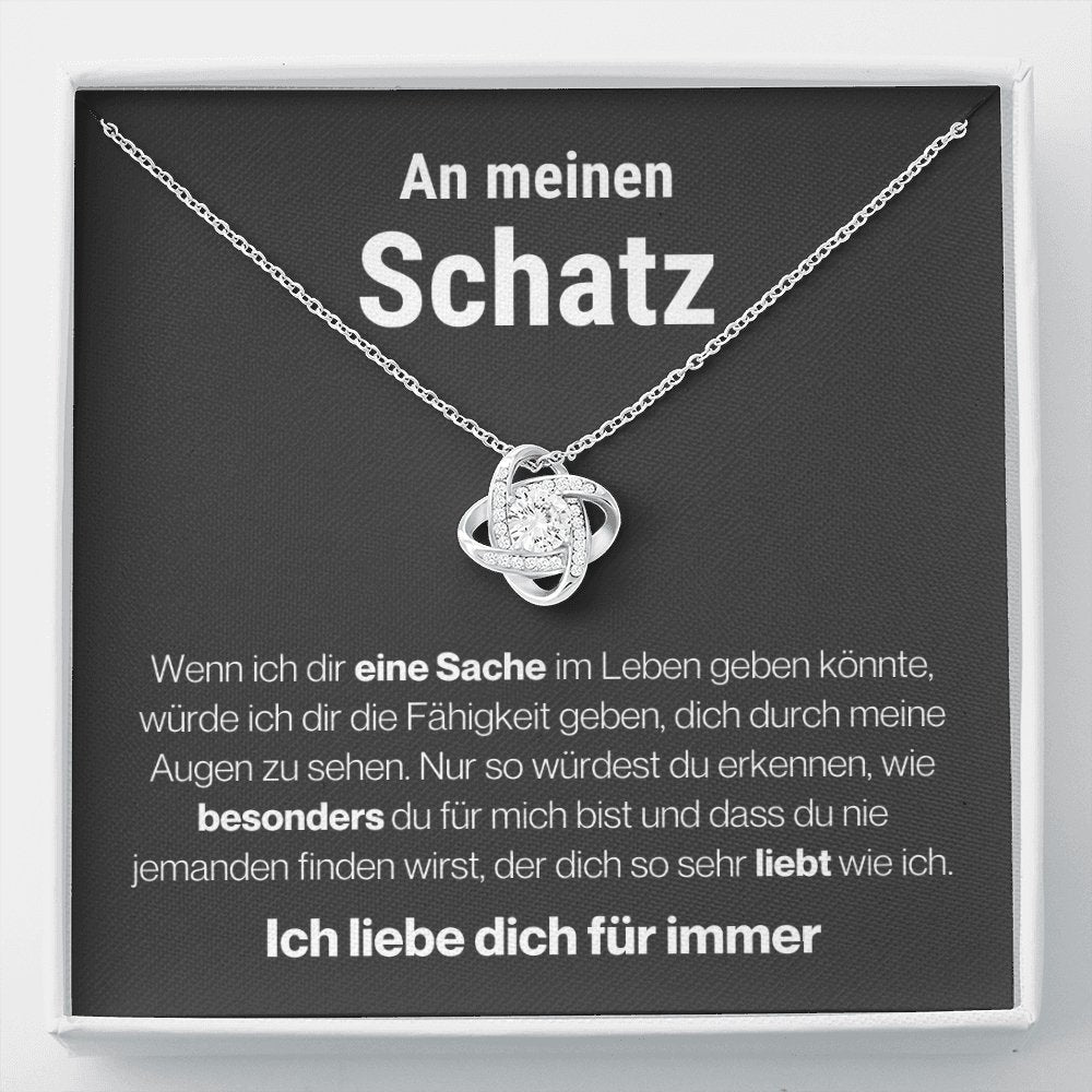 Schatz "Eine Sache" Halskette - 14K Weißgold über Edelstahl - Liebesknoten - Liebesjuwel
