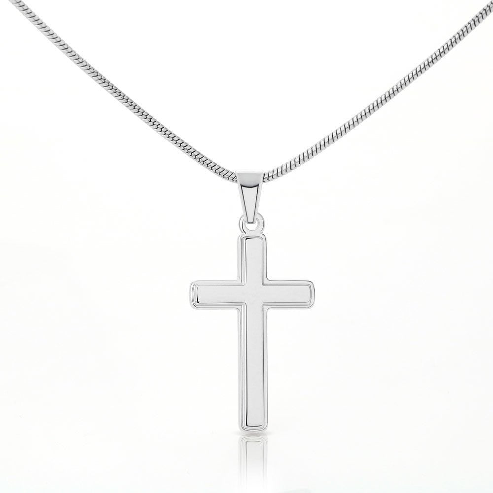 Schatz "Herz" Cross-Chain - 14K Weißgold über Edelstahl - Ozeanblau - Liebesjuwel