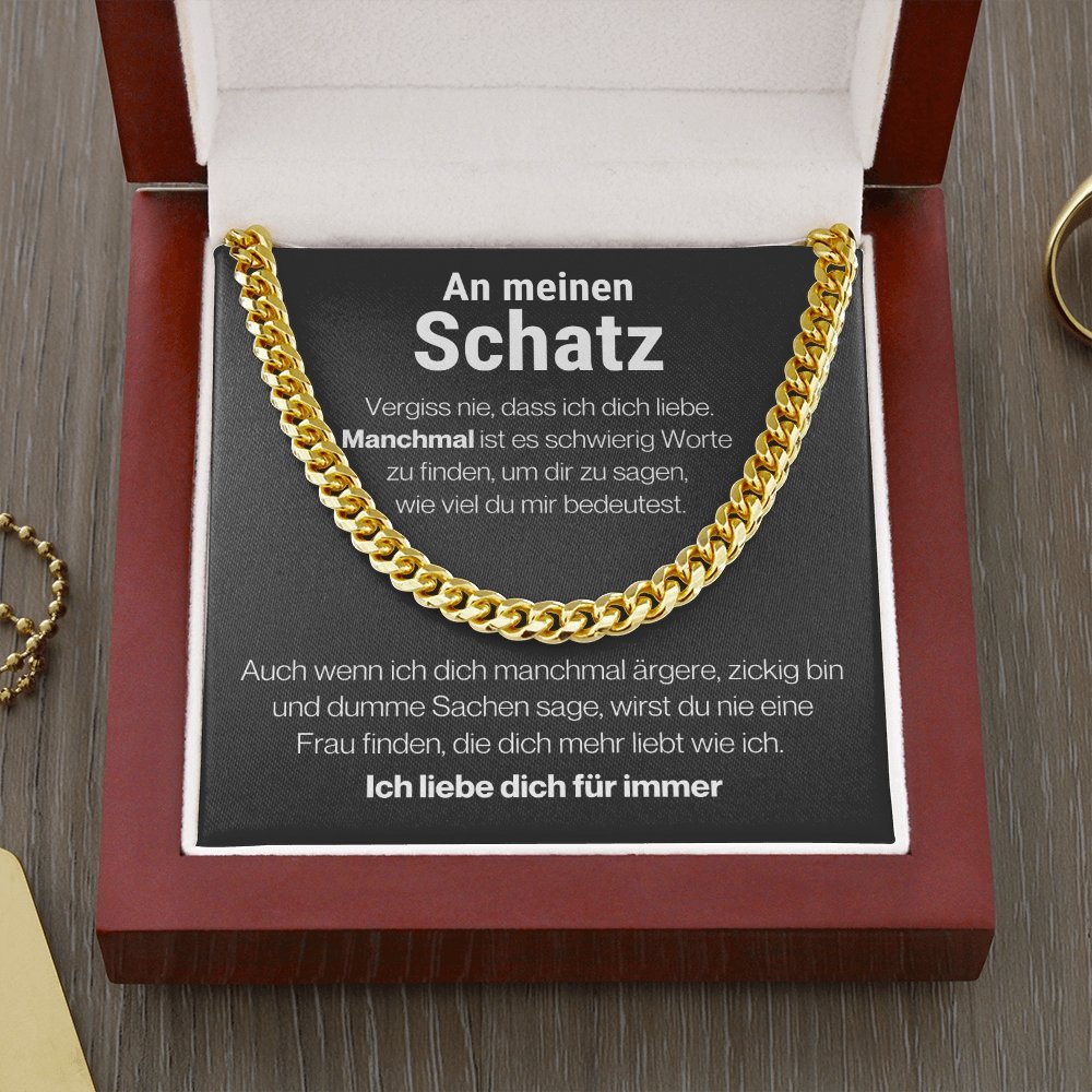 Schatz "Manchmal" Halskette - 14K Gelbgold über Edelstahl - Cuban - Liebesjuwel