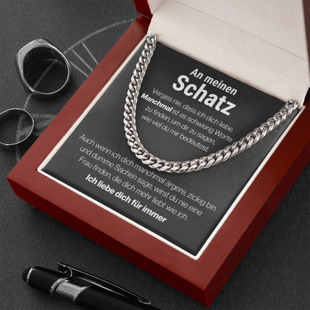 Schatz "Manchmal" Halskette - 14K Gelbgold über Edelstahl - Cuban - Liebesjuwel