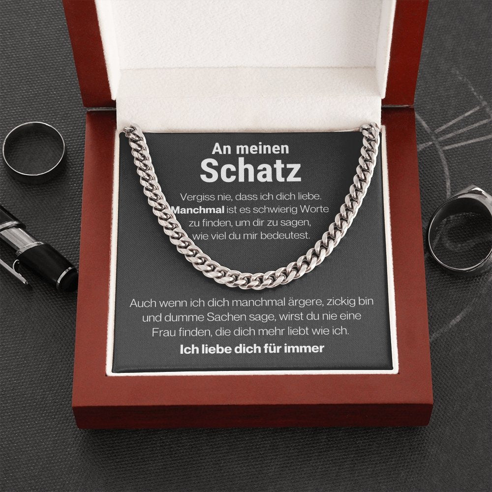 Schatz "Manchmal" Halskette - 14K Gelbgold über Edelstahl - Cuban - Liebesjuwel