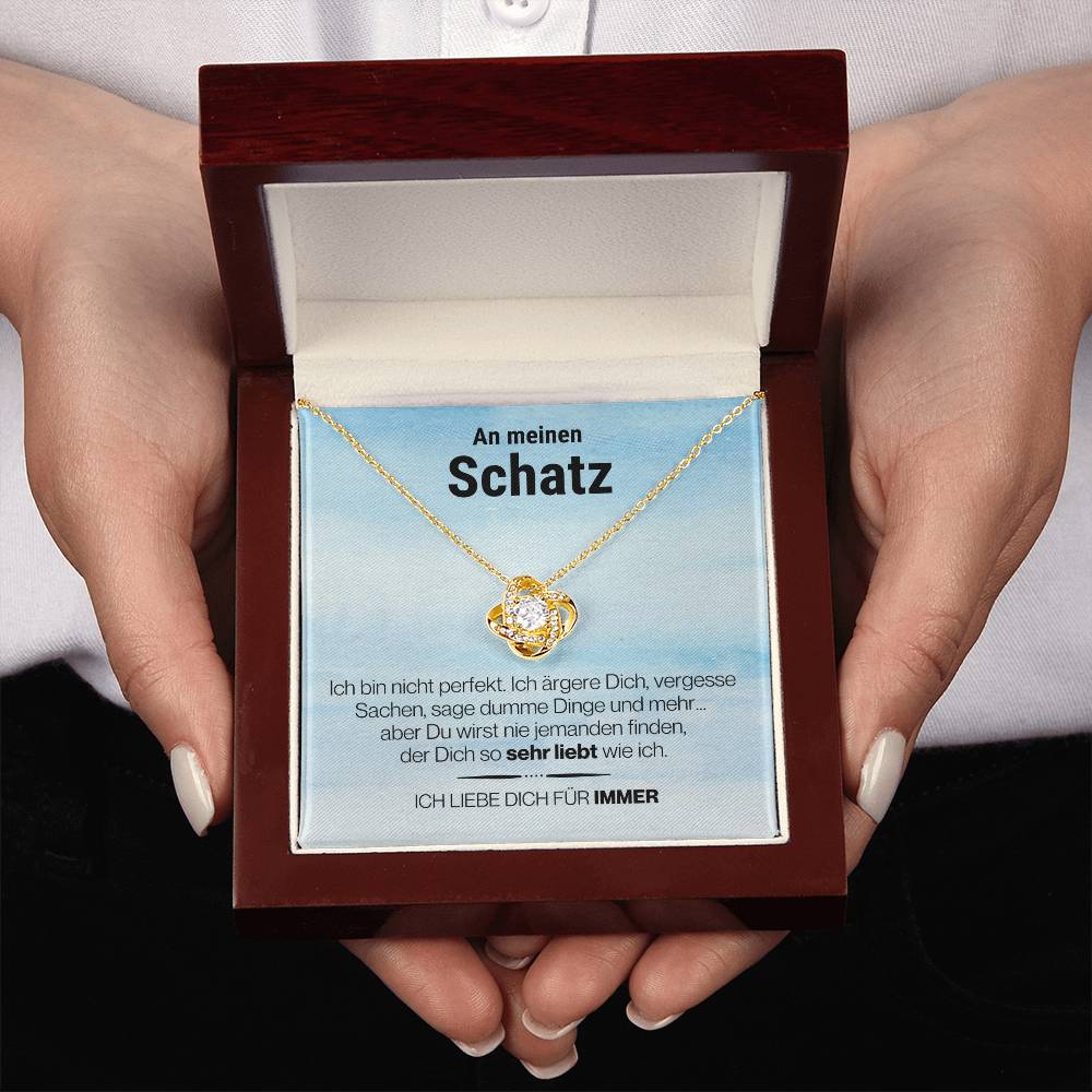 Schatz_perfekt_blau #1 2023 LIEBESKNOTEN: "......" Halskette - Echtgold Veredelung - Liebesknoten - von ... - Liebesjuwel