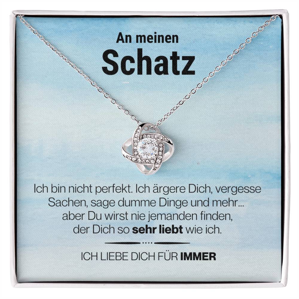 Schatz_perfekt_blau #1 2023 LIEBESKNOTEN: "......" Halskette - Echtgold Veredelung - Liebesknoten - von ... - Liebesjuwel