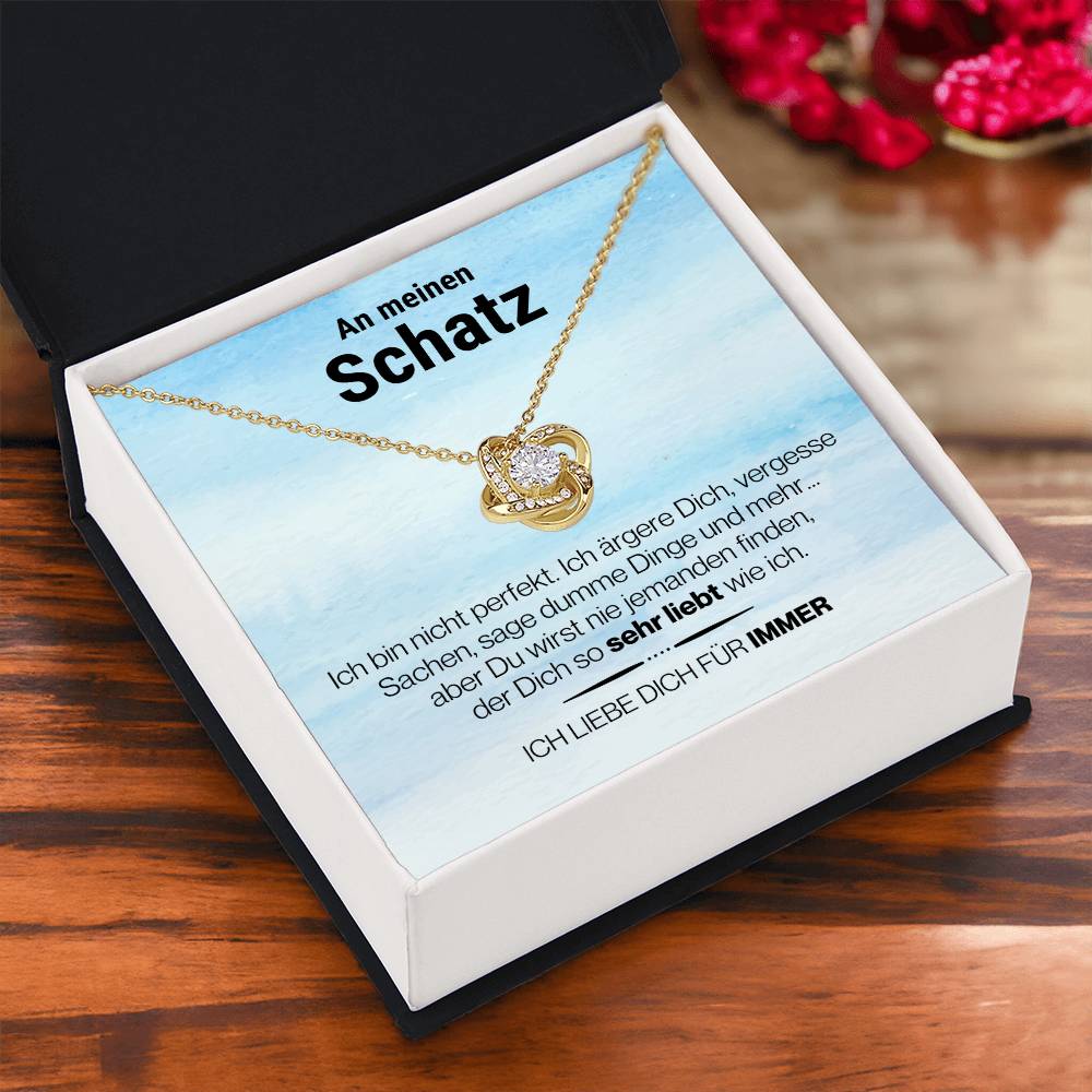 Schatz_perfekt_blau #1 2023 LIEBESKNOTEN: "......" Halskette - Echtgold Veredelung - Liebesknoten - von ... - Liebesjuwel