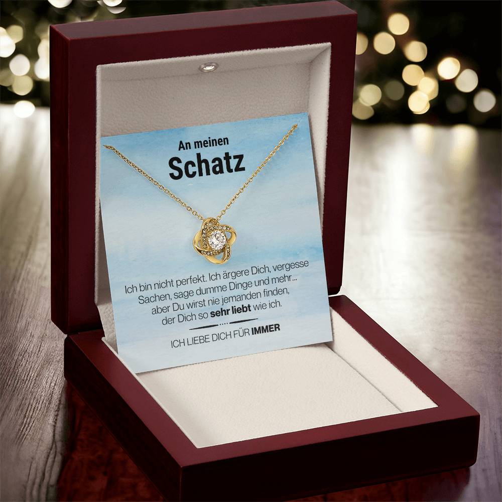 Schatz_perfekt_blau #1 2023 LIEBESKNOTEN: "......" Halskette - Echtgold Veredelung - Liebesknoten - von ... - Liebesjuwel