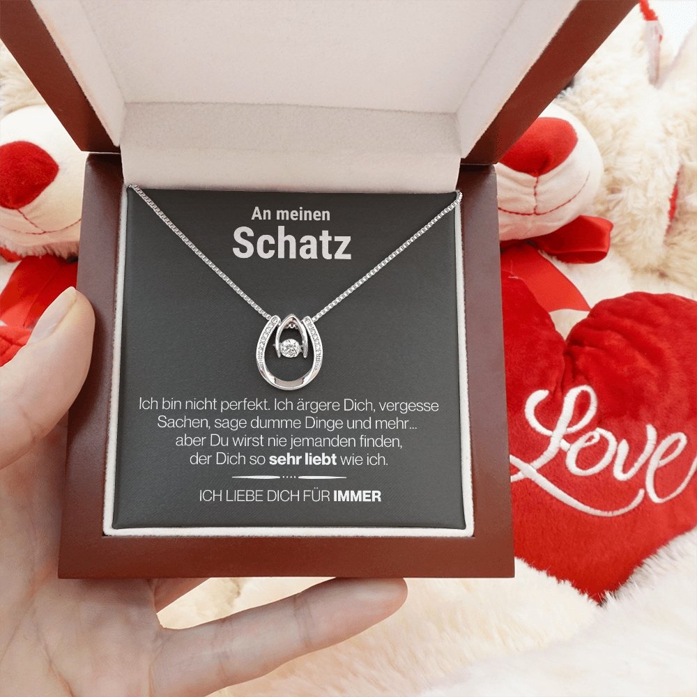 Schatz "Perfekt" Halskette - 14K Weißgold über Edelstahl - Glücks-Anhänger - Liebesjuwel