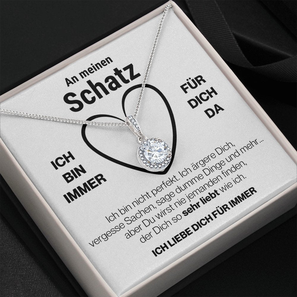Schatz "Perfekt" Halskette - 14K Weißgold Veredelung - "Ewige Hoffnung" Anhänger - Liebesjuwel