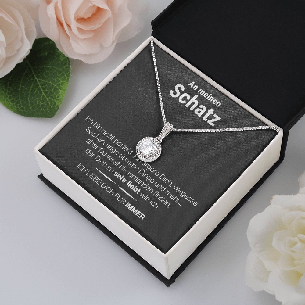 Schatz "Perfekt" Halskette - 14K Weißgold Veredelung - "Ewige Hoffnung" Anhänger - Liebesjuwel