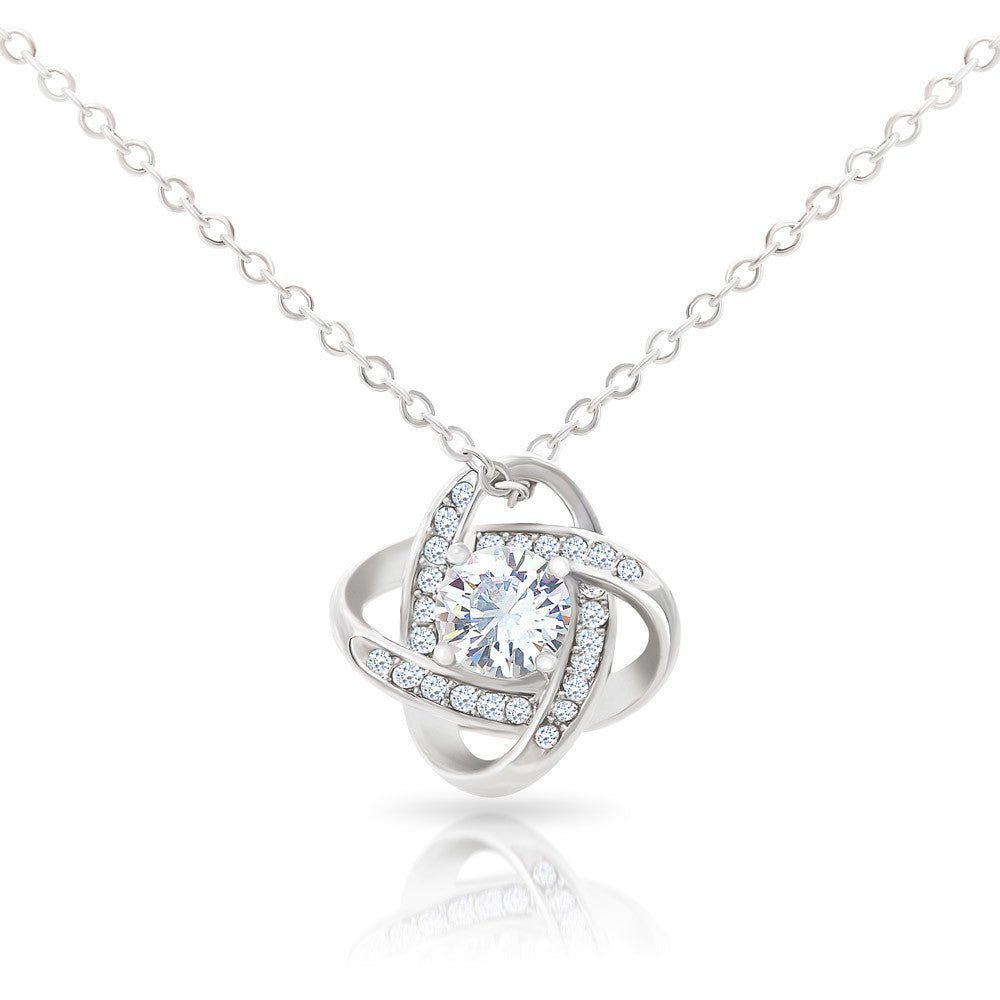 Schatz "Perfekt" Halskette - 14K Weißgold Veredelung - Liebesknoten in Charcoal Grau - Liebesjuwel