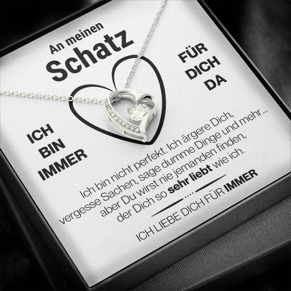 Schatz "Perfekt" Herz Halskette - 14K Weißgold oder 18K Gelbgold Veredelung - Liebesjuwel
