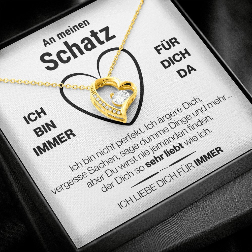 Schatz "Perfekt" Herz Halskette - 14K Weißgold oder 18K Gelbgold Veredelung - Liebesjuwel