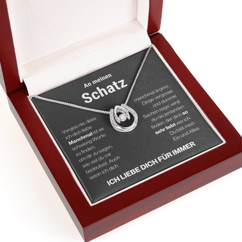 Schatz "Schwierig" Halskette - 14K Weißgold über Edelstahl - Glücks-Anhänger - Liebesjuwel