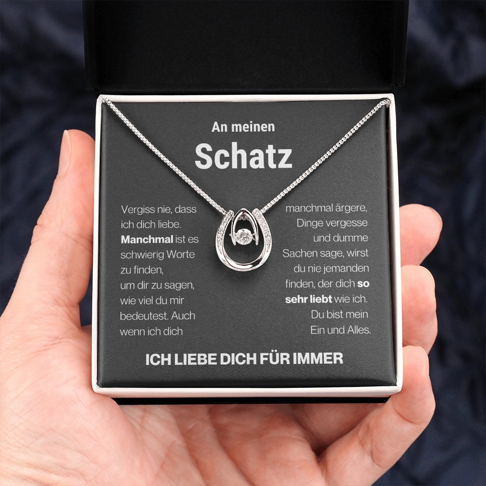 Schatz "Schwierig" Halskette - 14K Weißgold über Edelstahl - Glücks-Anhänger - Liebesjuwel