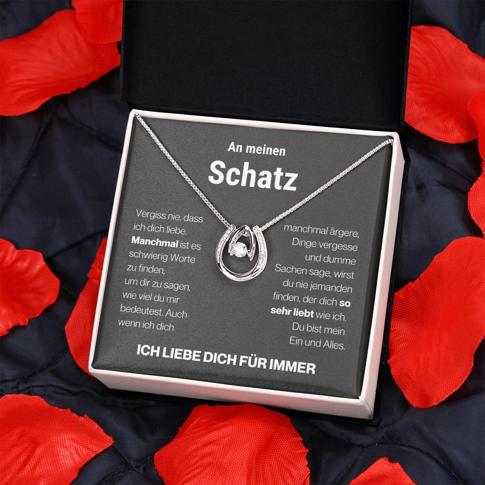 Schatz "Schwierig" Halskette - 14K Weißgold über Edelstahl - Glücks-Anhänger - Liebesjuwel