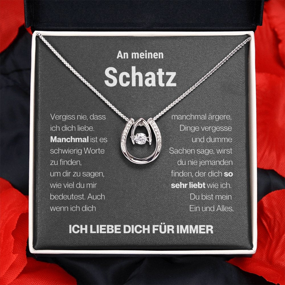 Schatz "Schwierig" Halskette - 14K Weißgold über Edelstahl - Glücks-Anhänger - Liebesjuwel
